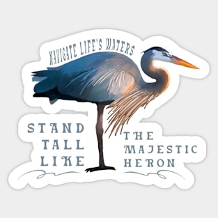 Blue heron bird illustration funny slogan Sticker